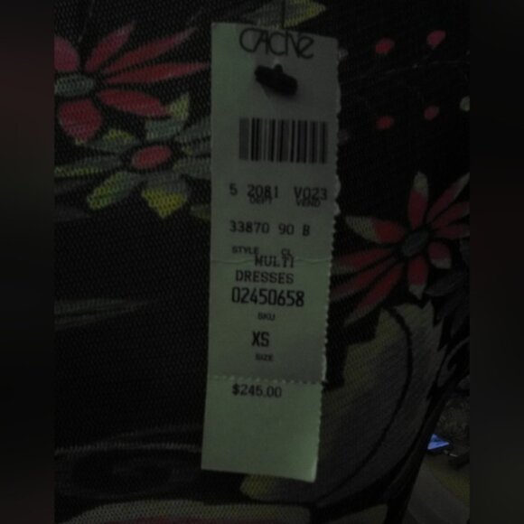 NWT Cache Sheer Black Floral Long Sleeve Dress BODYCON SHEER MESH SZ. XS SEXY! - Picture 5 of 13